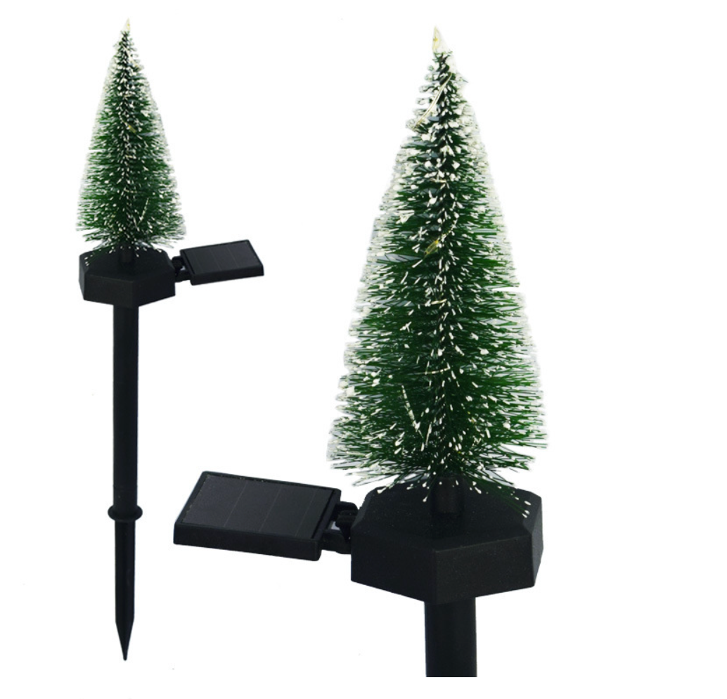 Estaca Solar Diseño Arbol De Navidad Pino Efecto De Nieve