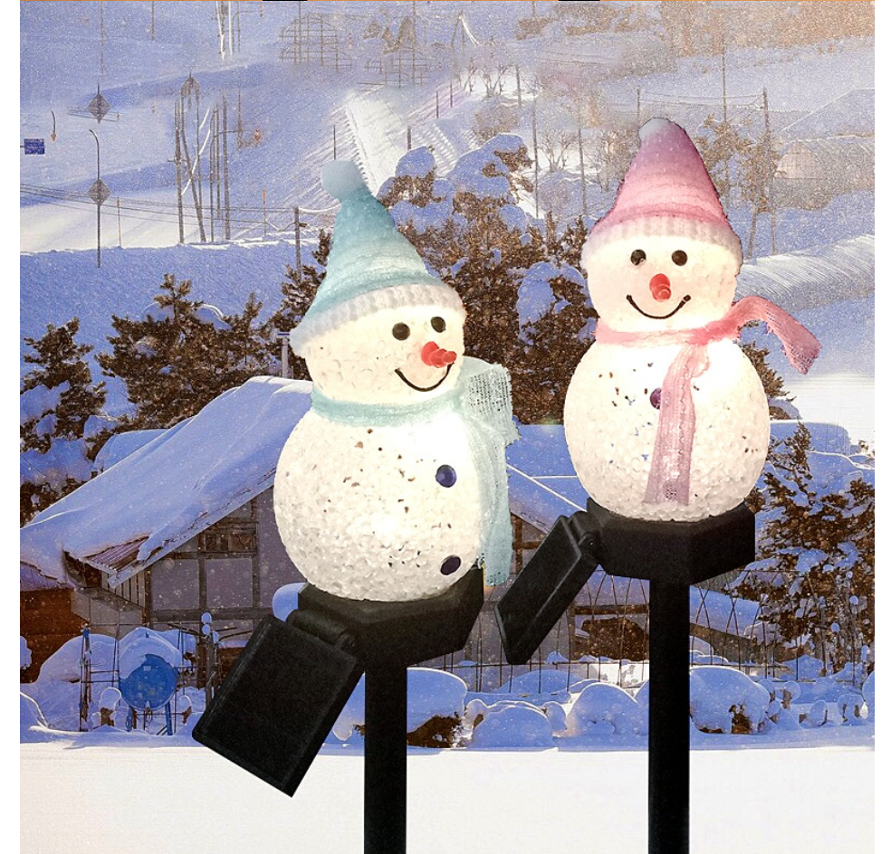 Estaca Solas En Forma De Muñeco De Nieve Luz Cálida Navidad