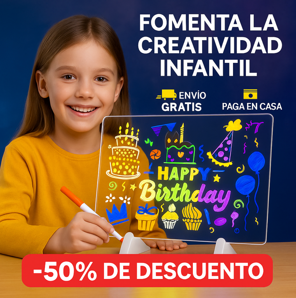 Pizarra LCD Mágica - Dibuja, escribe y aprende sin gastar papel ni ensuciar tu hogar ✨