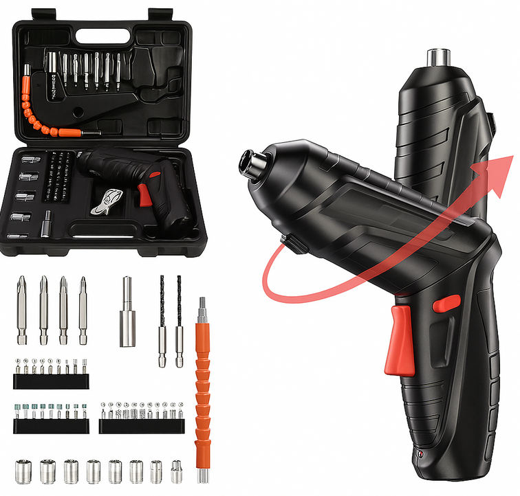 Destornillador Inalámbrico de Alta Potencia – ¡Repara Fácil y Sin Cables con 46 Piezas Incluidas! 🧰