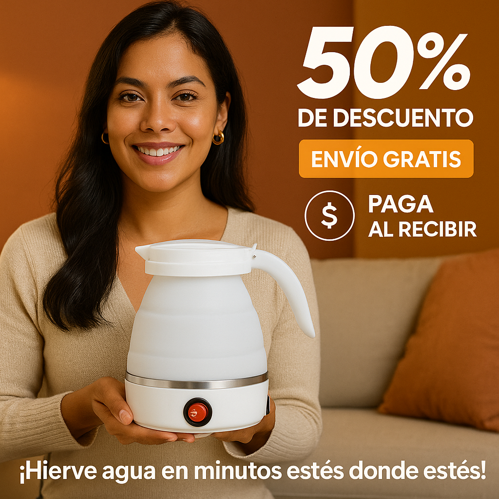 🔥 Hervidor Eléctrico Plegable 600cc – ¡Hierve agua en minutos estés donde estés, sin perder espacio! 💼✨
