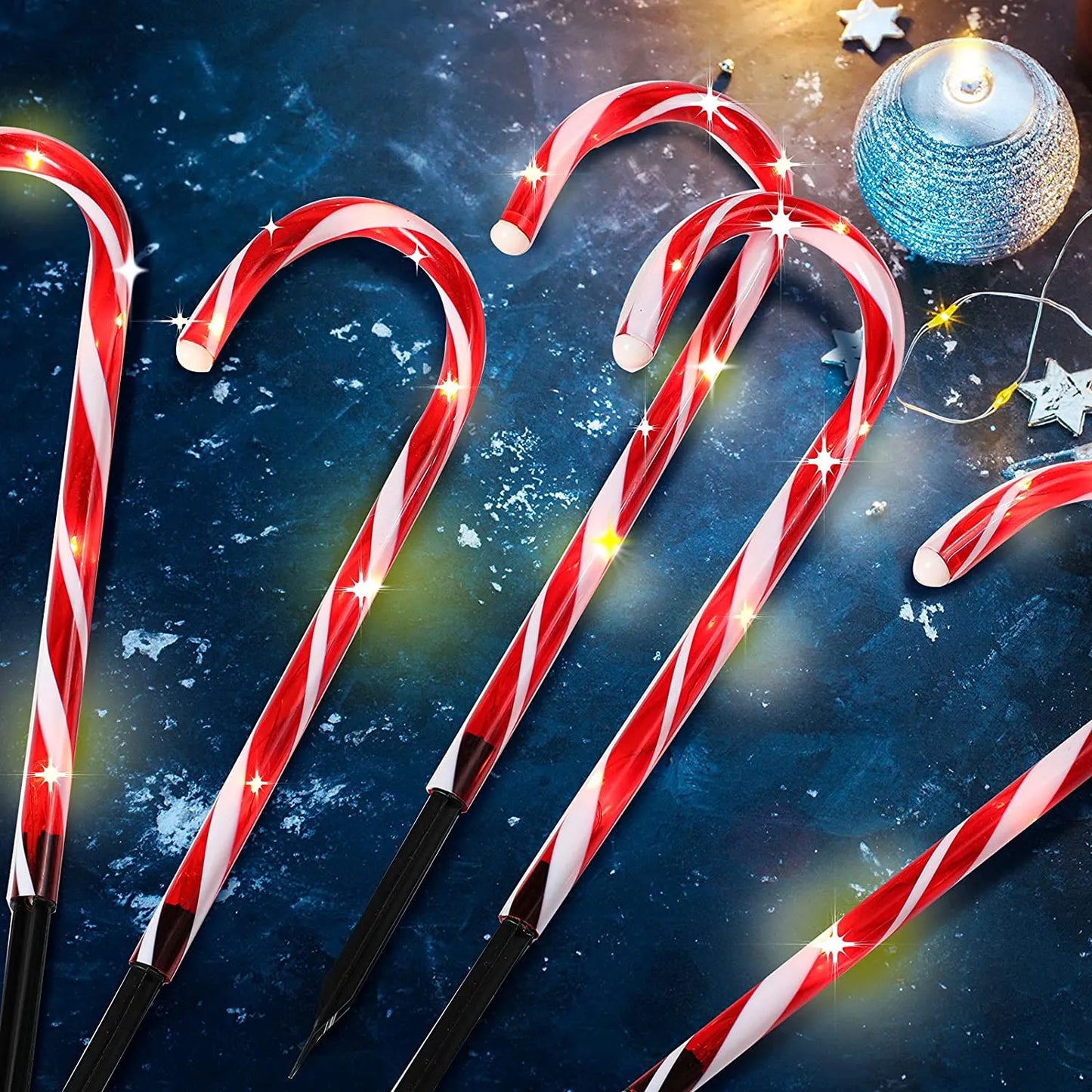 6 BASTONES DE NAVIDAD SOLAR + Envio Gratis 🎁 Paga en Casa 🏠