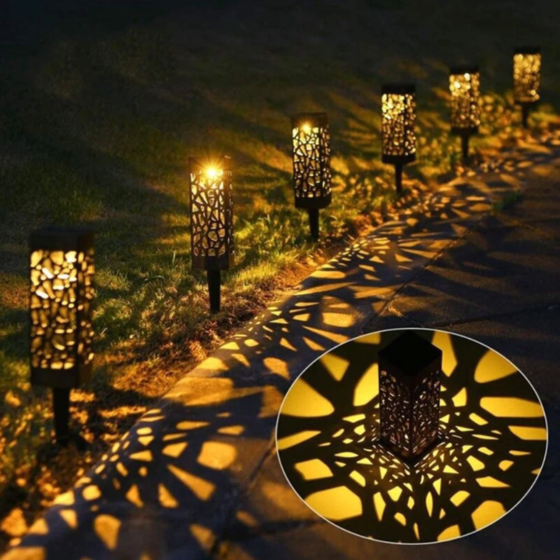 6 ESTACAS SOLARES LED EN DISEÑO PROYECTOR - Ilumina tu Casa