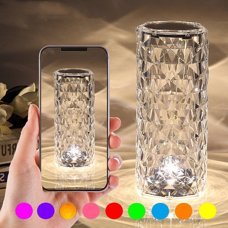 Lampara de mesa Led de cristal de Luz Rosa Proyector Romántico - Ilumina tu Casa
