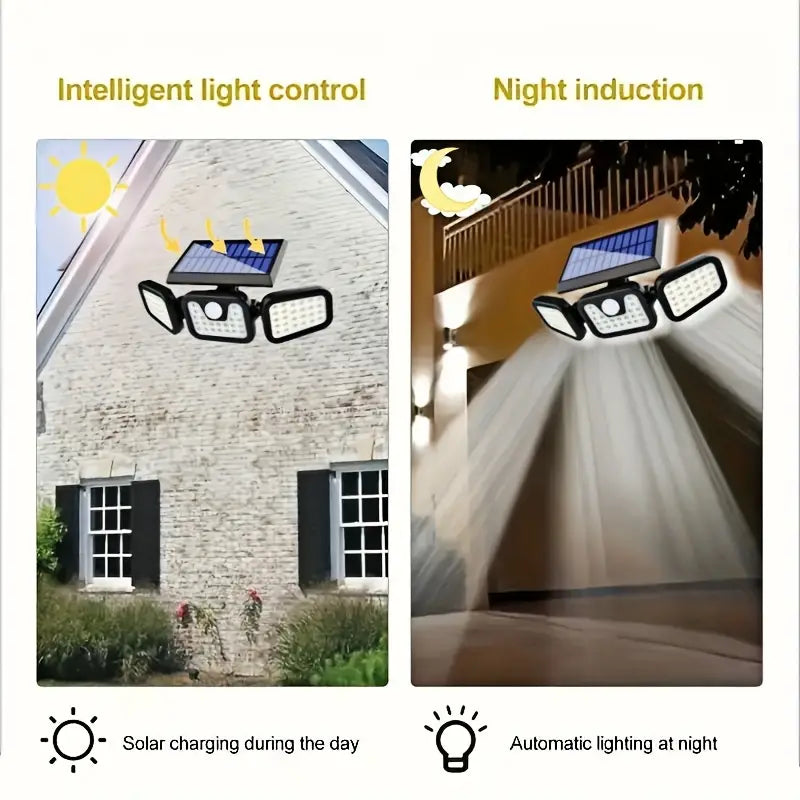 ILUMINA Y PROTEGE TU HOGAR AHORA 💡🔥 LAMPARA TRIPLE LED SOLAR