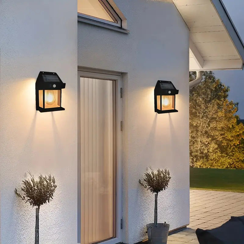 Pack de 2 Lámparas de pared Solar para exteriores con Ampolleta de Filamento
