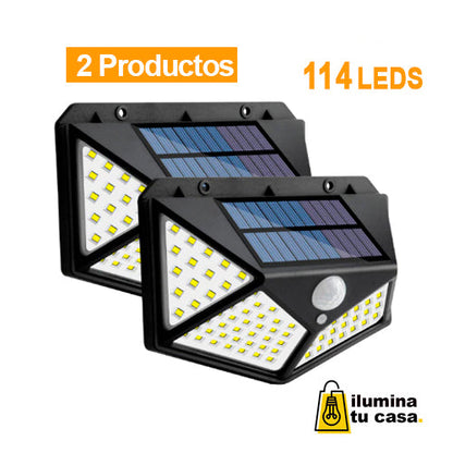 2 Focos Solares de 114 Led con Sensor De Movimiento - Ilumina tu Casa