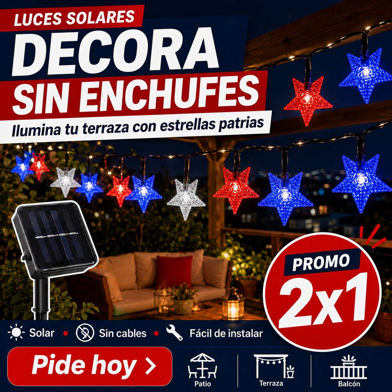LumiEstrella — Guirnaldas Solares Patrias 2x1 | Lleva 2, Paga 1