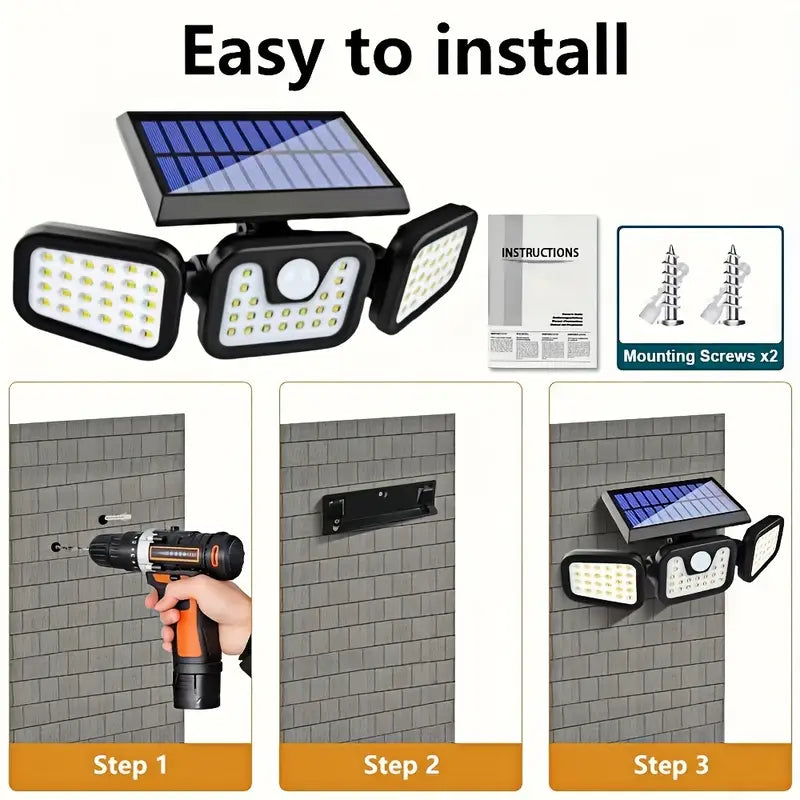 ILUMINA Y PROTEGE TU HOGAR AHORA 💡🔥 LAMPARA TRIPLE LED SOLAR