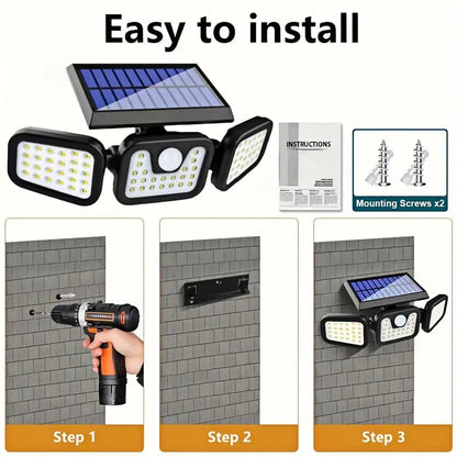 ILUMINA Y PROTEGE TU HOGAR AHORA 💡🔥 LAMPARA TRIPLE LED SOLAR