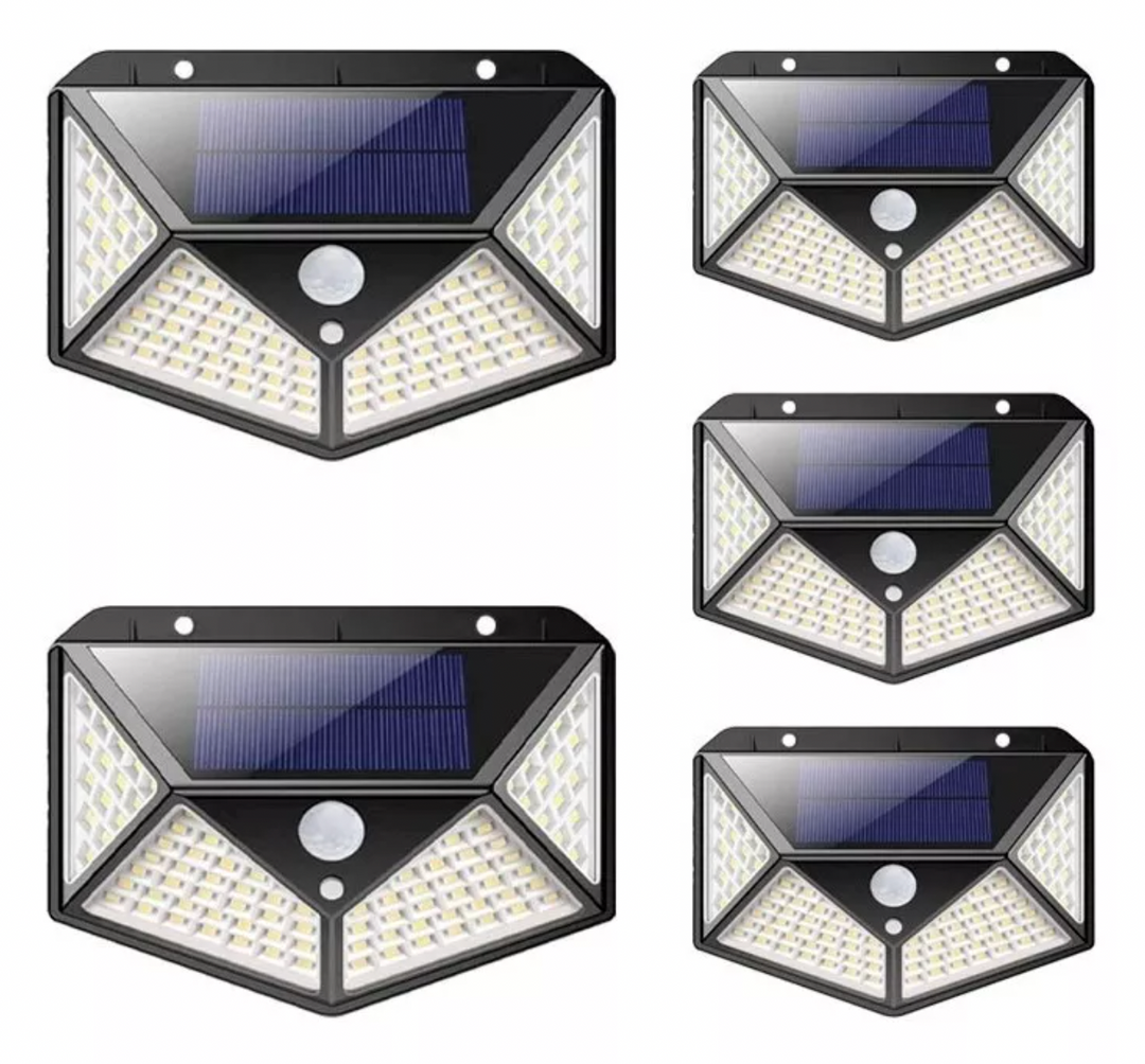 X 5 Focos Lámpara Solar Led Exterior Sensor De Movimiento de 100 Led - Ilumina tu Casa