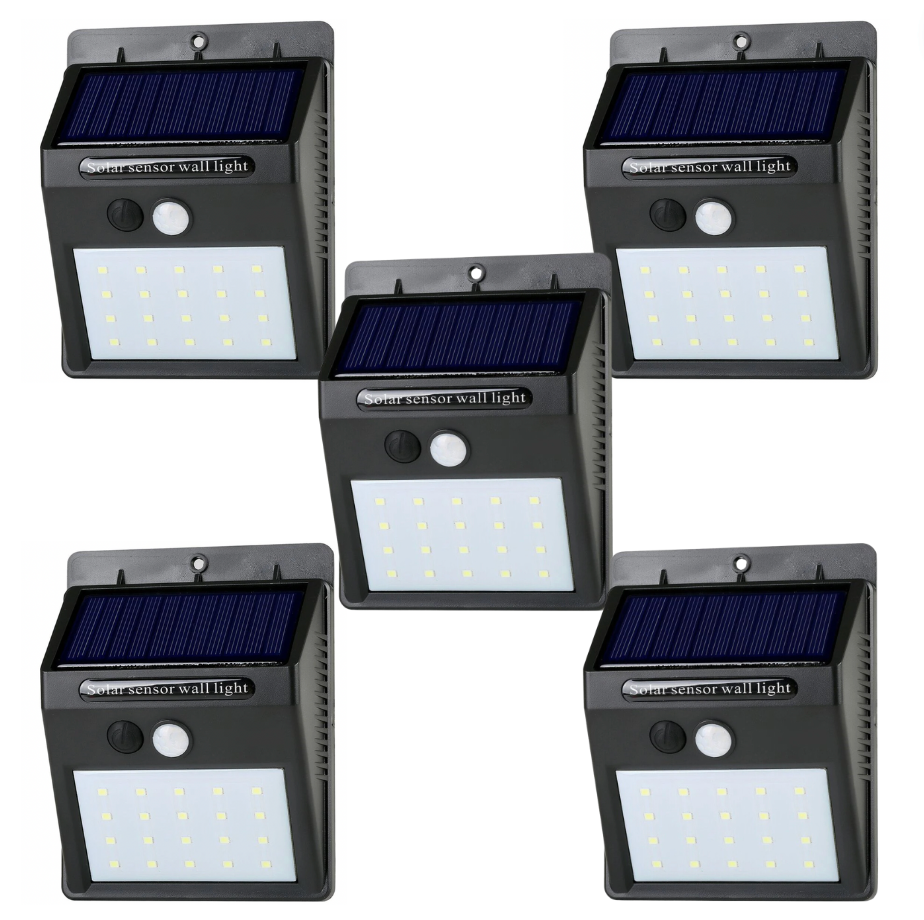 5 Focos Solares De 20 Led Con Sensor Movimiento Exterior Led - Ilumina tu Casa