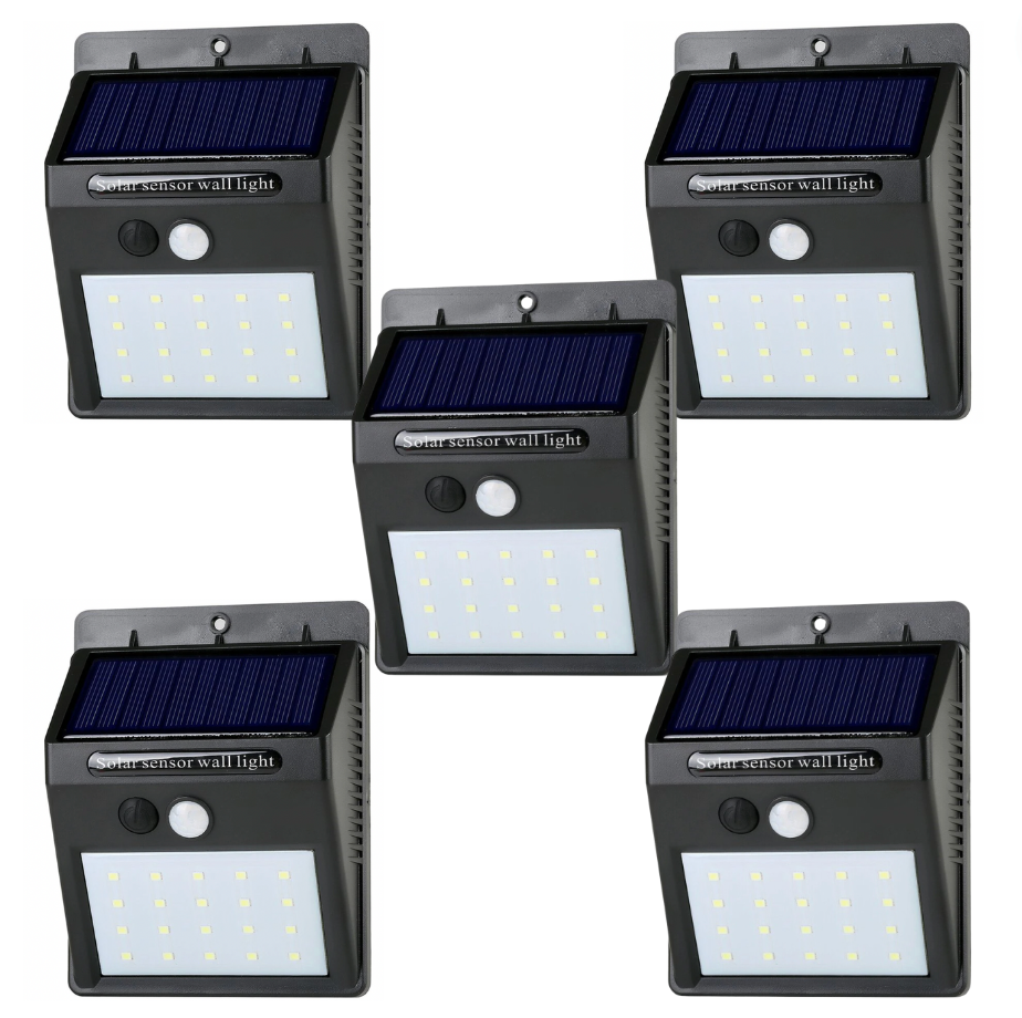 5 Focos Solares De 20 Led Con Sensor Movimiento Exterior Led