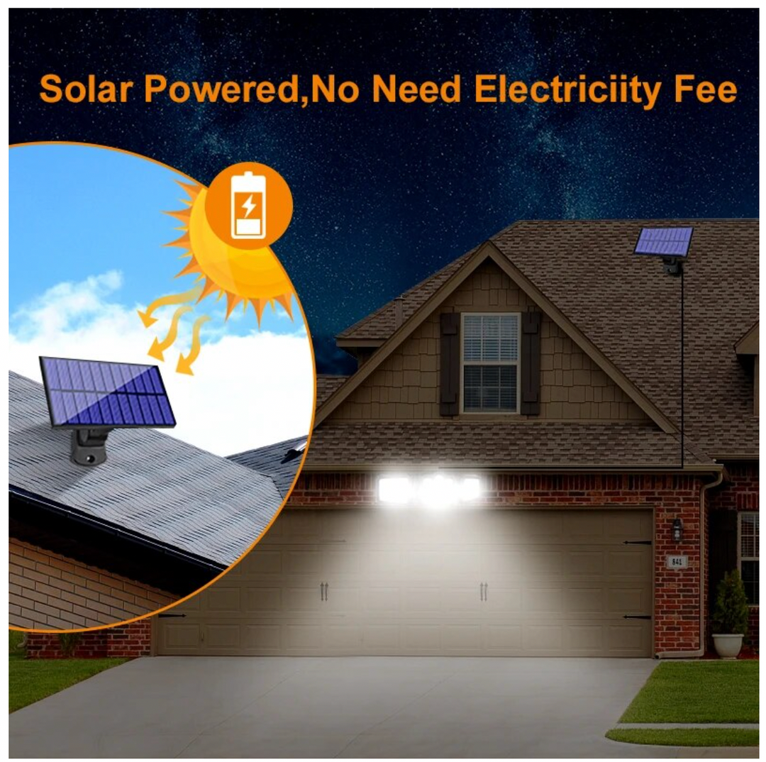 Foco Triple Solar 171 LED Luz Fría con Sensor de Movimiento - Ilumina tu Casa