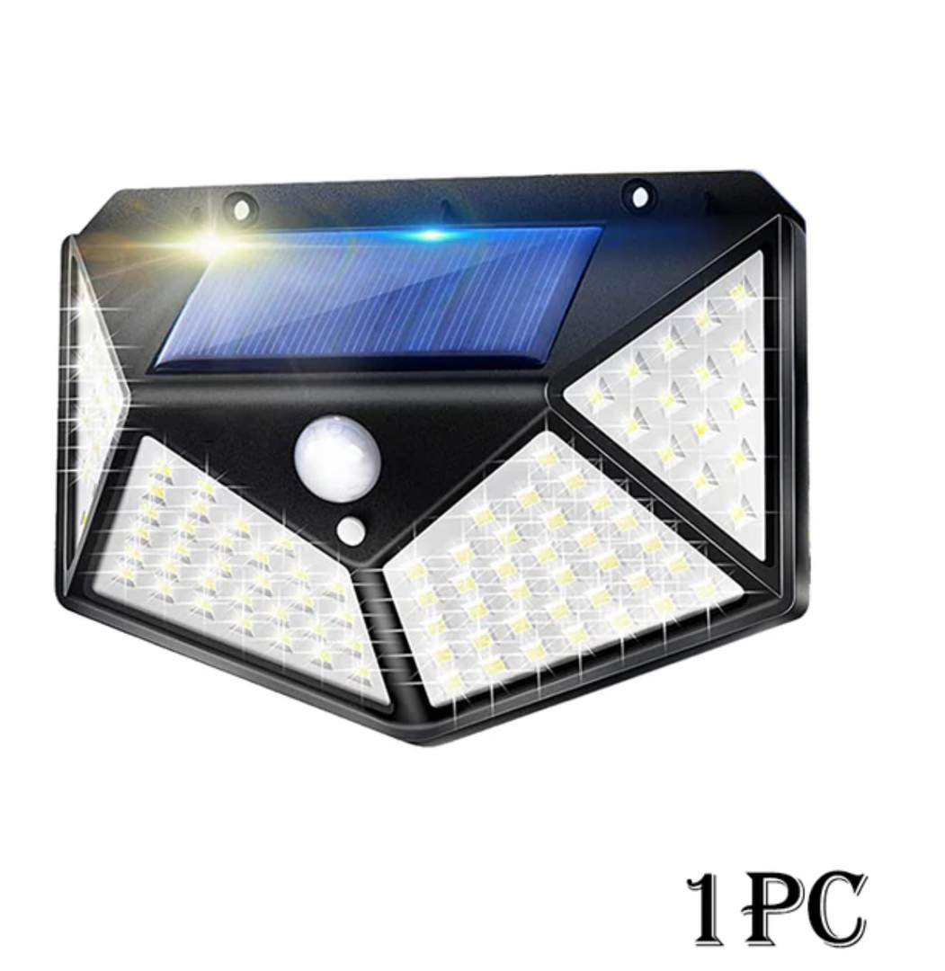Aplique solar exterior 100 LED con sensor de movimiento reflector de luces