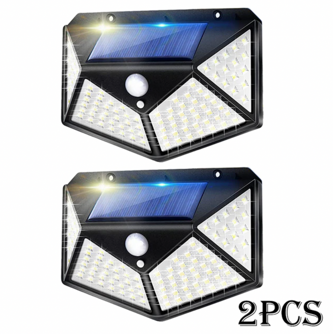 Pack X2 Lampara Solar Led Sensor Movimiento Exterior 100 Led