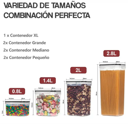 Set 7 Contenedores Hermeticos Organizador Cocina Premium