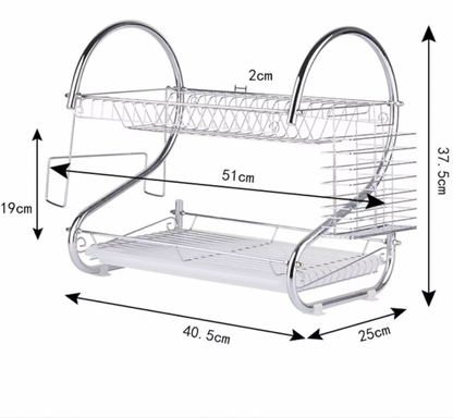 Secador Escurridor Platos Vajilla Loza 2 Niveles Acero Inoxidable
