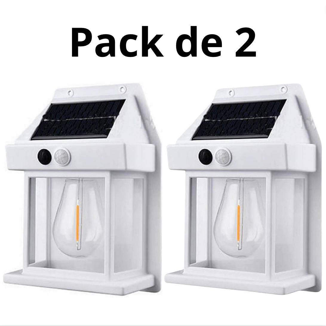 Pack de 2 Lámparas de pared Solar para exteriores con Ampolleta de Filamento