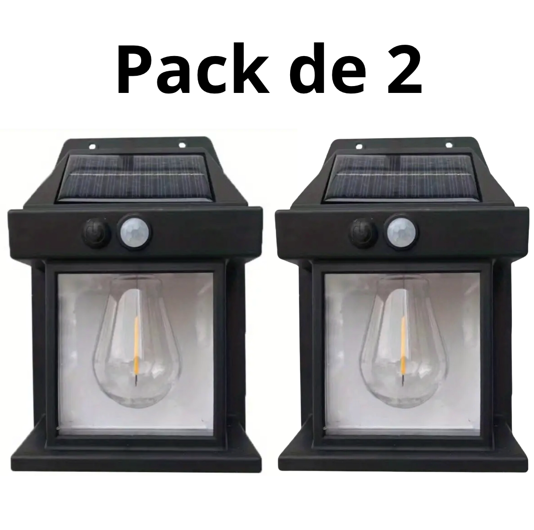 Pack de 2 Lámparas de pared Solar para exteriores con Ampolleta de Filamento