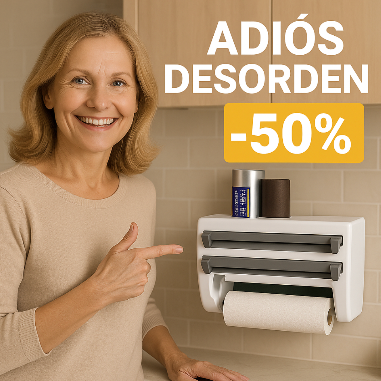 ¡Adiós al desorden! 🧻 Organiza tu cocina en minutos con nuestro Dispensador 4 en 1 🔥