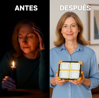 Lámpara Reflector Solar LED Portátil y Power Bank para tus Emergencias ⚡🚨