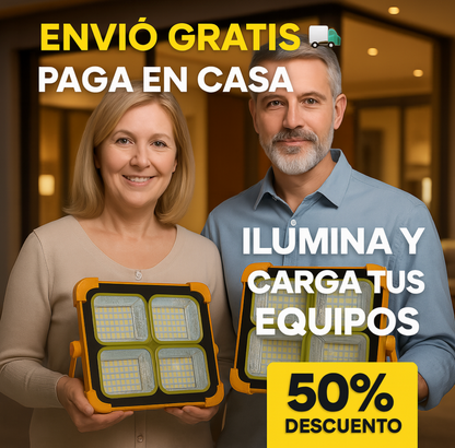 Lámpara Reflector Solar LED Portátil y Power Bank para tus Emergencias ⚡🚨