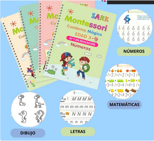 Pack de 4 cuadernos magic Montessori
