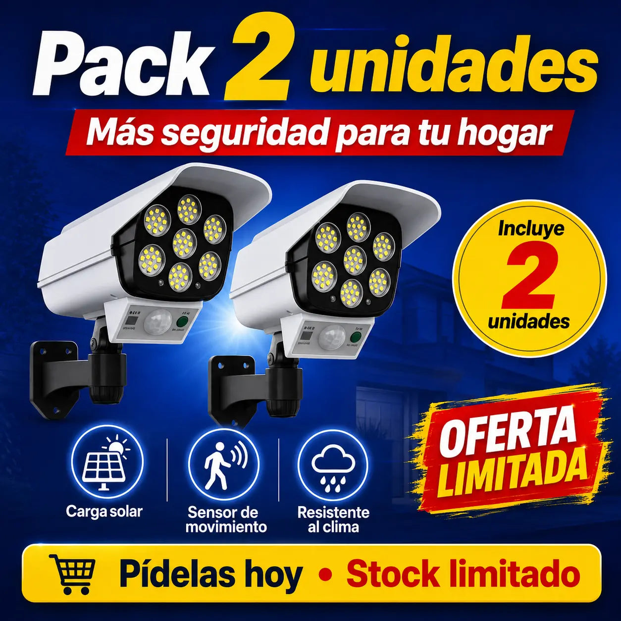 AlertaSolar™ — Ahuyenta Intrusos con Luz Potente y Apariencia de Cámara Real 🚨