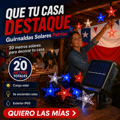 Guirnaldas Solares para Fiestas Patrias 20 metros 🇨🇱
