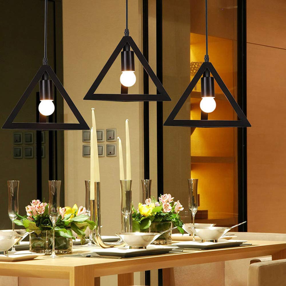 Lampara Colgante Retro en Forma Triangular con Ampolleta de Regalo - Ilumina tu Casa