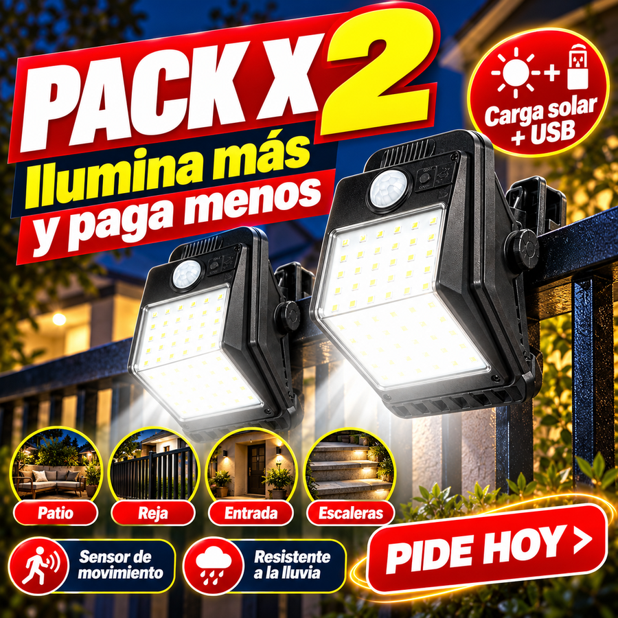 LuzClip — Foco Solar 46 LED con Pinza | Lleva 2, Paga 1