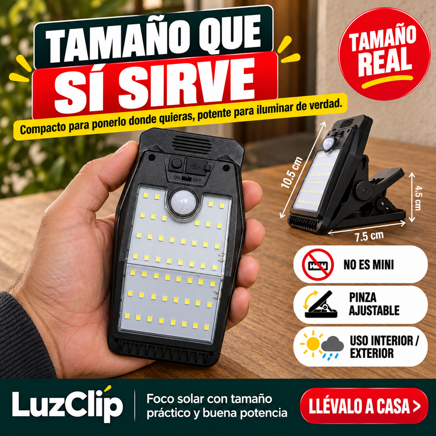 LuzClip — Foco Solar 46 LED con Pinza | Lleva 2, Paga 1