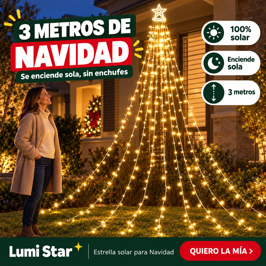 Lumi Star — Estrella Solar de 3 Metros para Navidad | Se enciende sola, sin enchufes