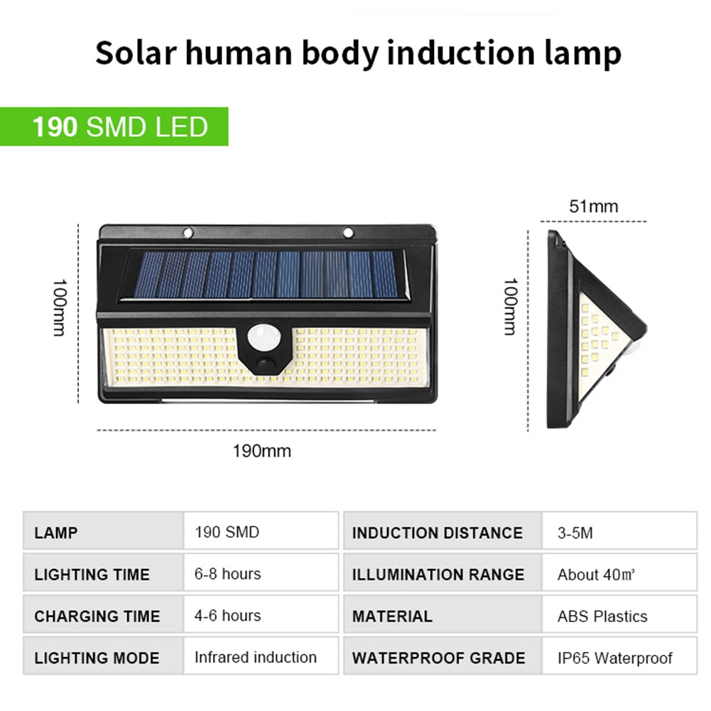 Foco Aplique Solar de 172 LED + 18 LED DE EMERGENCIA - Ilumina tu Casa