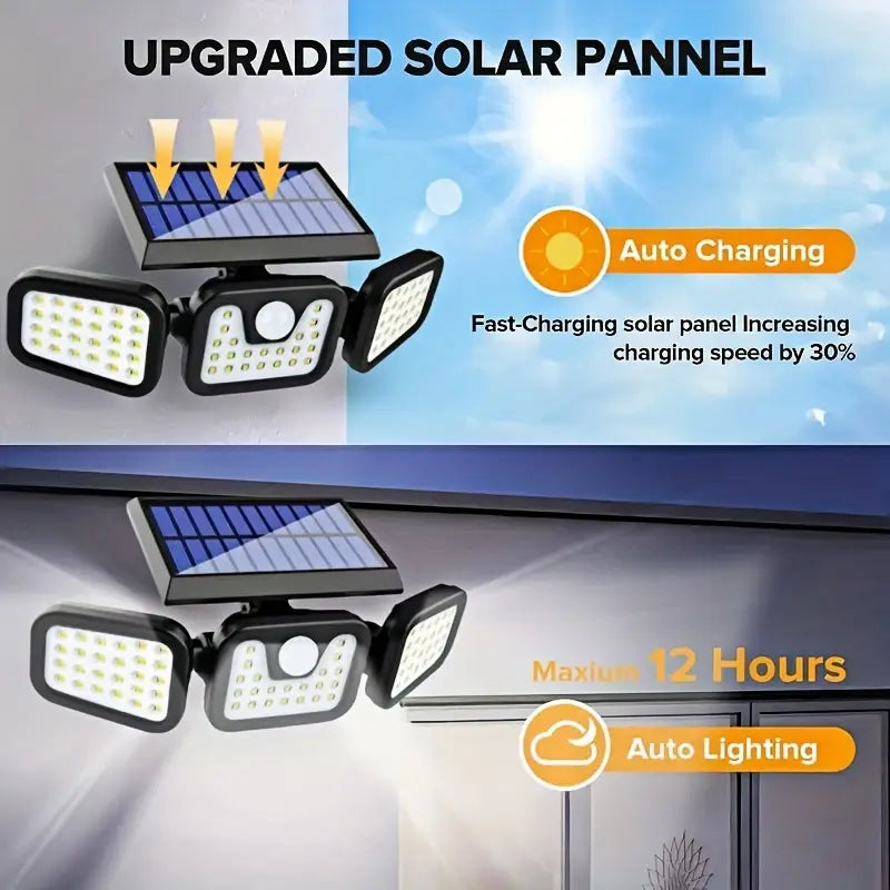 ILUMINA Y PROTEGE TU HOGAR AHORA 💡🔥 LAMPARA TRIPLE LED SOLAR