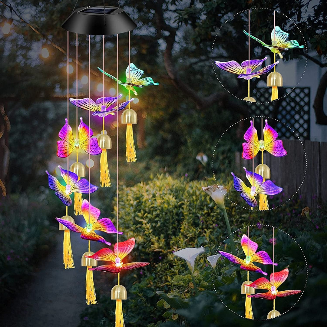 Colgante Mariposas con Campanas Luz Multicolor