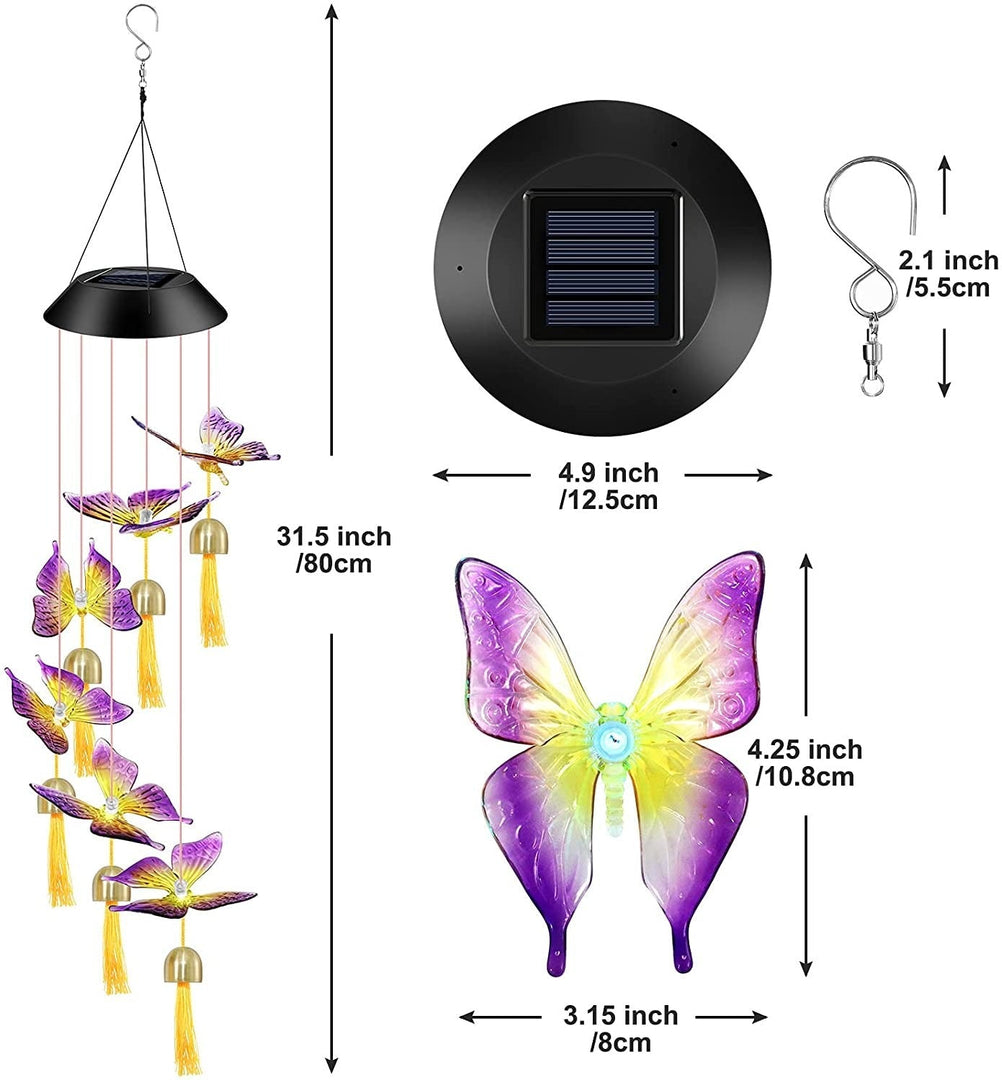Colgante Mariposas con Campanas Luz Multicolor