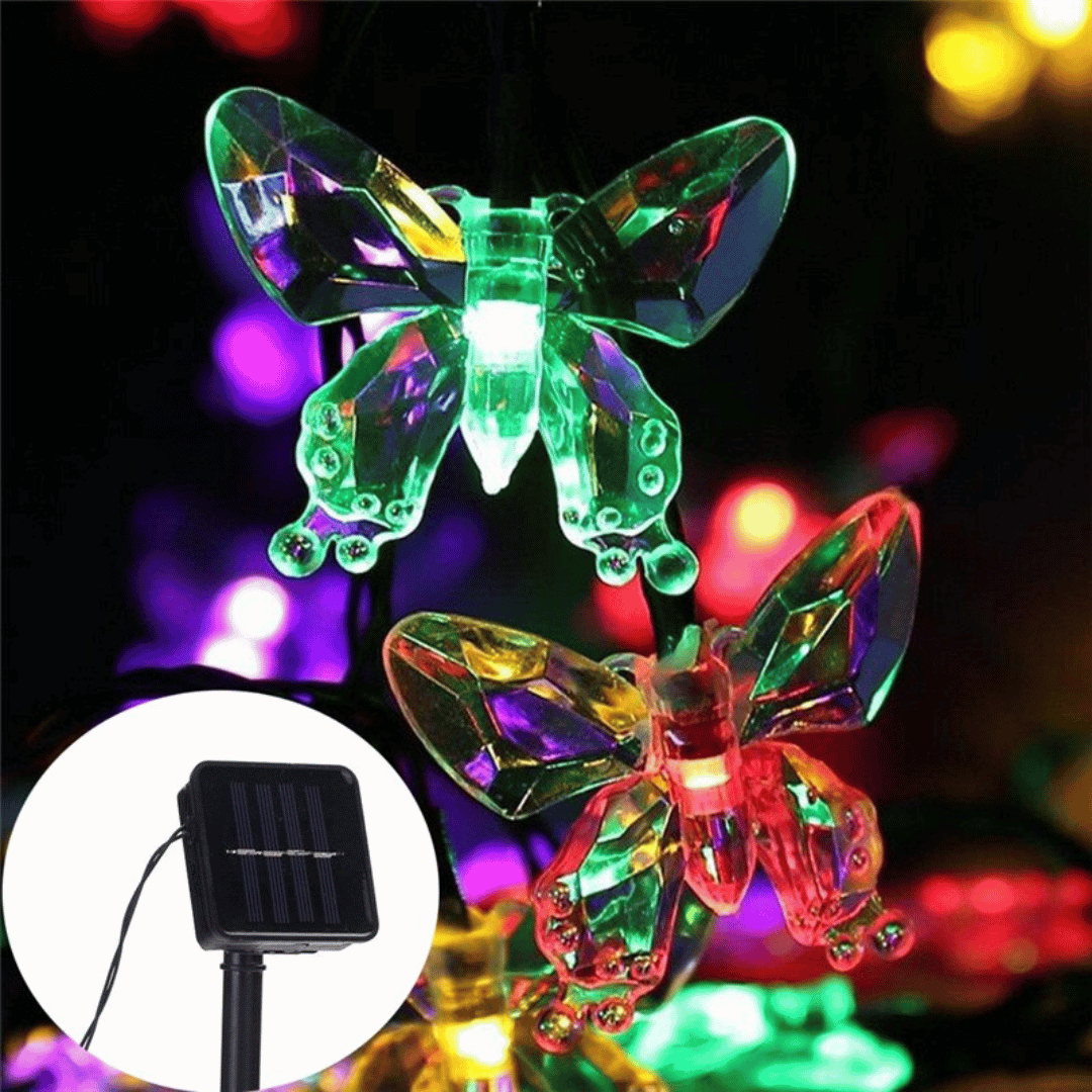 Guirnalda Mariposa Solares 5 metros Cálida y Multicolor IP65