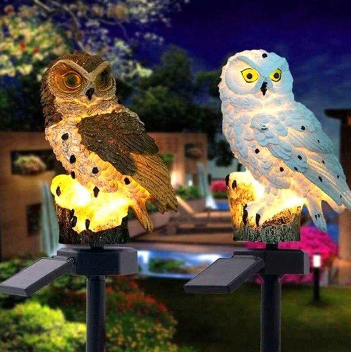 Estaca Led Solar en diseño de Buho - Ilumina tu Casa
