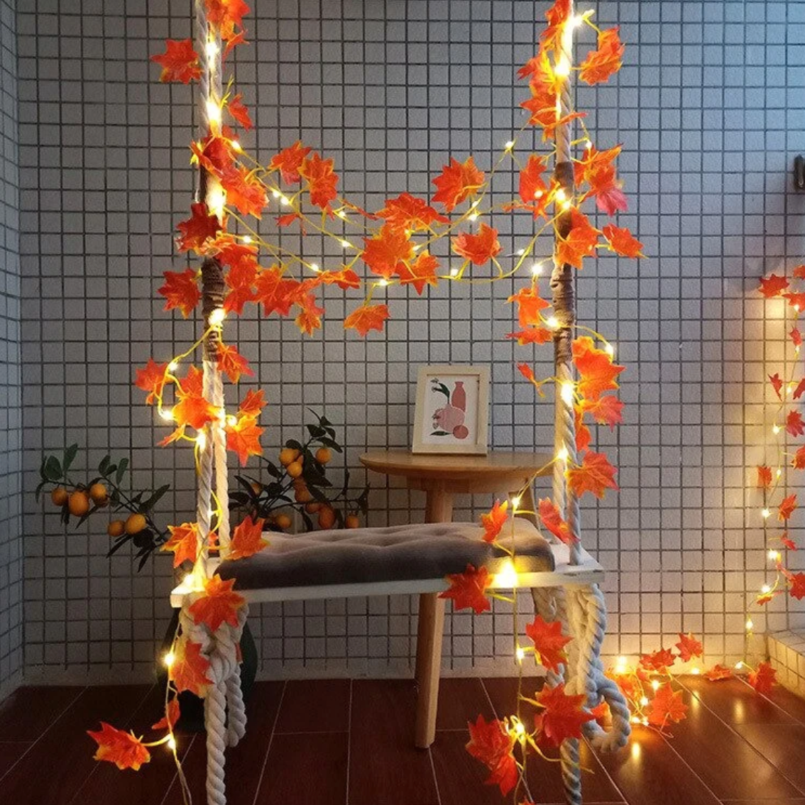 LUCES EN HOJAS DE OTOÑO LED DE 5 METROS LUZ CÁLIDA - Ilumina tu Casa