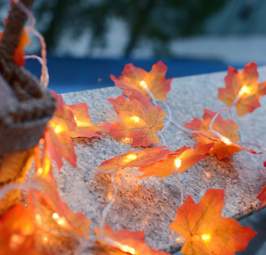 LUCES EN HOJAS DE OTOÑO LED DE 5 METROS LUZ CÁLIDA - Ilumina tu Casa