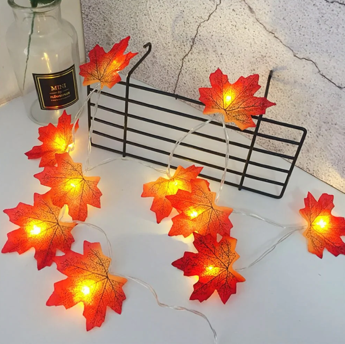 LUCES EN HOJAS DE OTOÑO LED DE 5 METROS LUZ CÁLIDA - Ilumina tu Casa