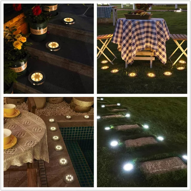 Pack 4 Lámparas Solar Estaca 8 Led Para Patio Jardín Exterior - Ilumina tu Casa