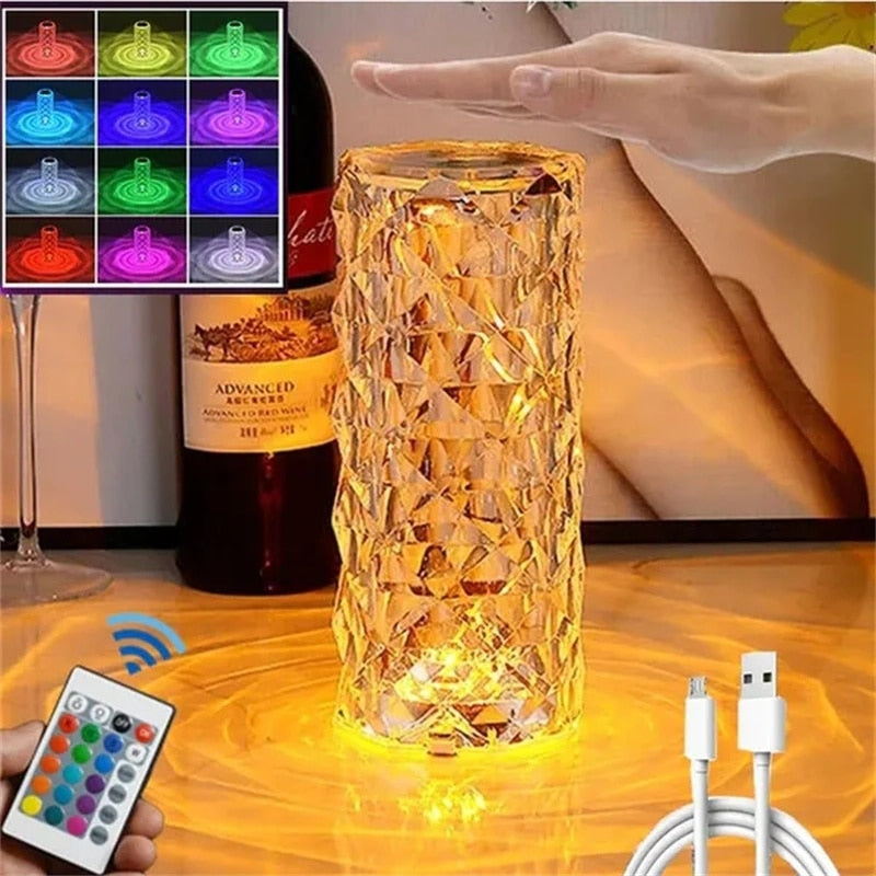 Lampara de mesa Led de cristal de Luz Rosa Proyector Romántico - Ilumina tu Casa